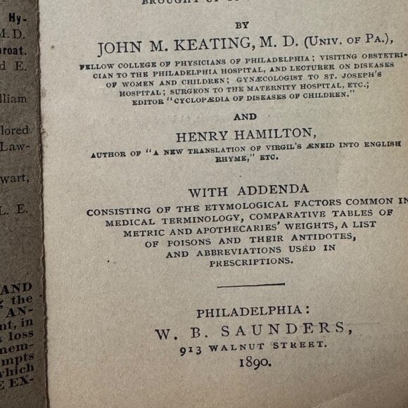 Saunders' Pocket Medical Lexicon John M. Keating M.D. 1890 W.B. Saunders Leather - Picture 5 of 16